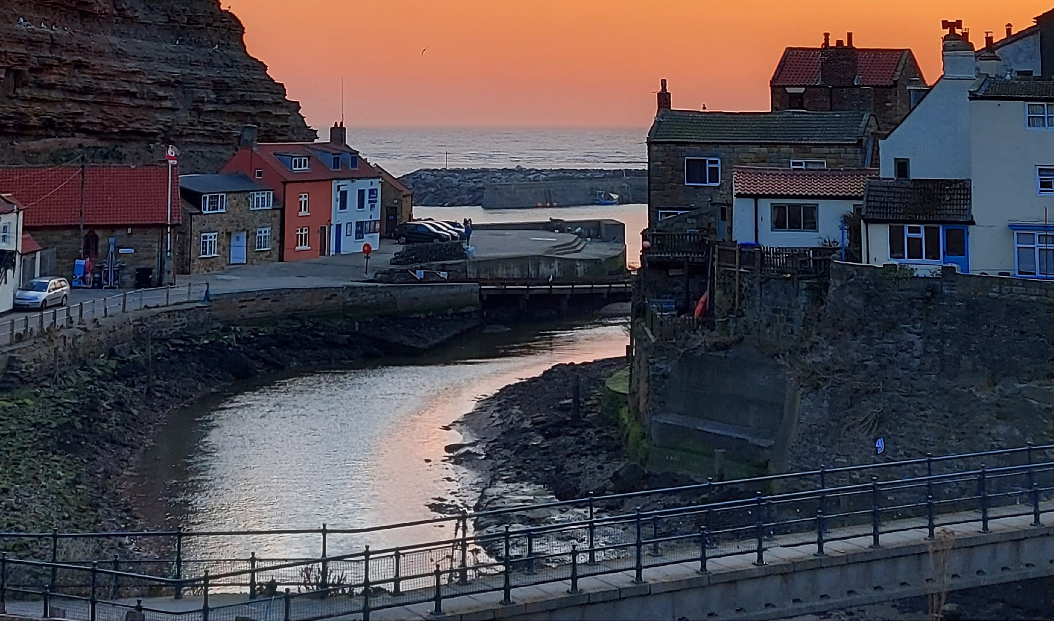 Sea Haven at Staithes - orange sky